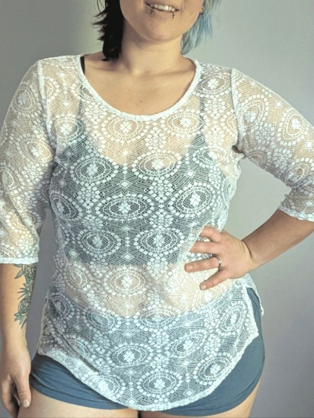 Y2K Abercrombie & Fitch Sheer White Lace Fairycore Vintage Boho Tunic Medium